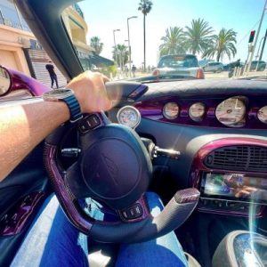 Steering wheel Hummer H2 Carbon fiber/Perforated leather/Red/black/Red stripe